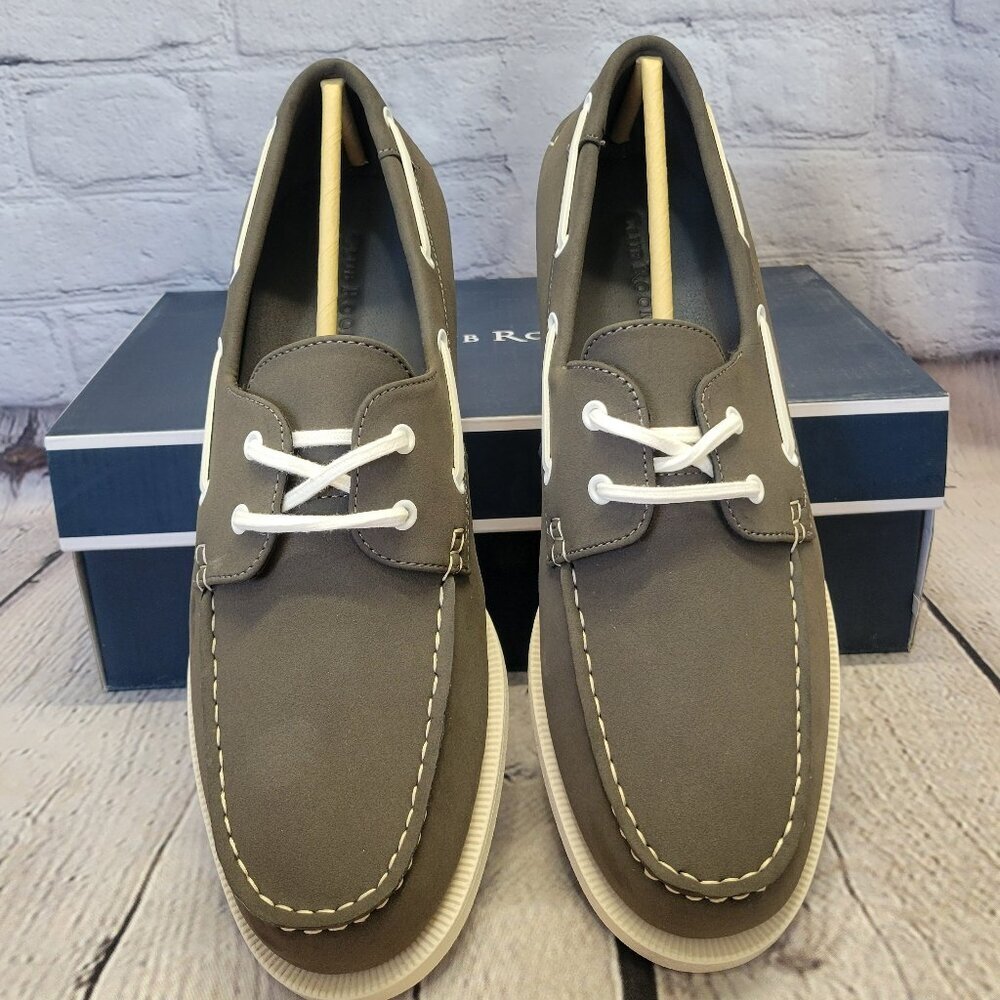 Club Room Men's Elliot Lace-Up Boat Shoes- Grey